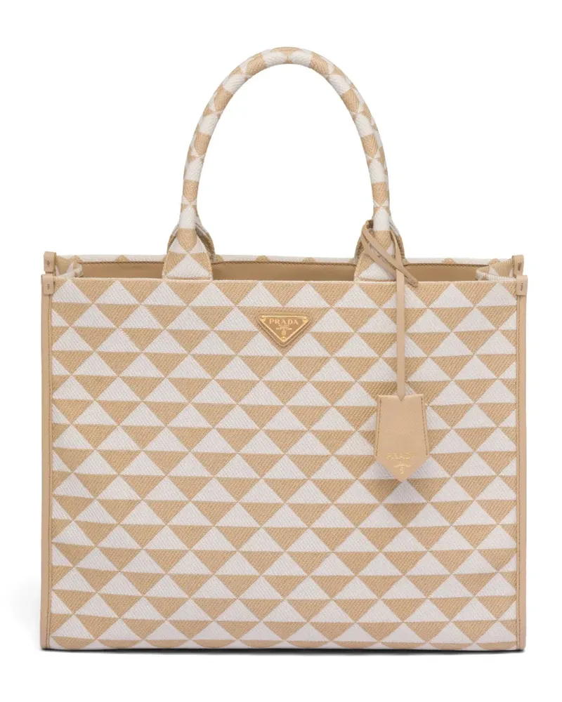 Prada Symbole Shopper mit Stickerei - Nude Nude