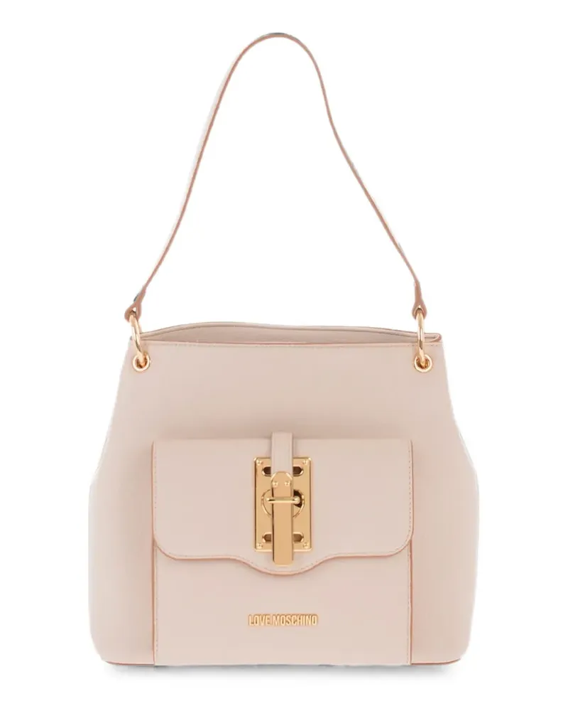 Moschino Schultertasche mit Logo-Schild - Nude Nude