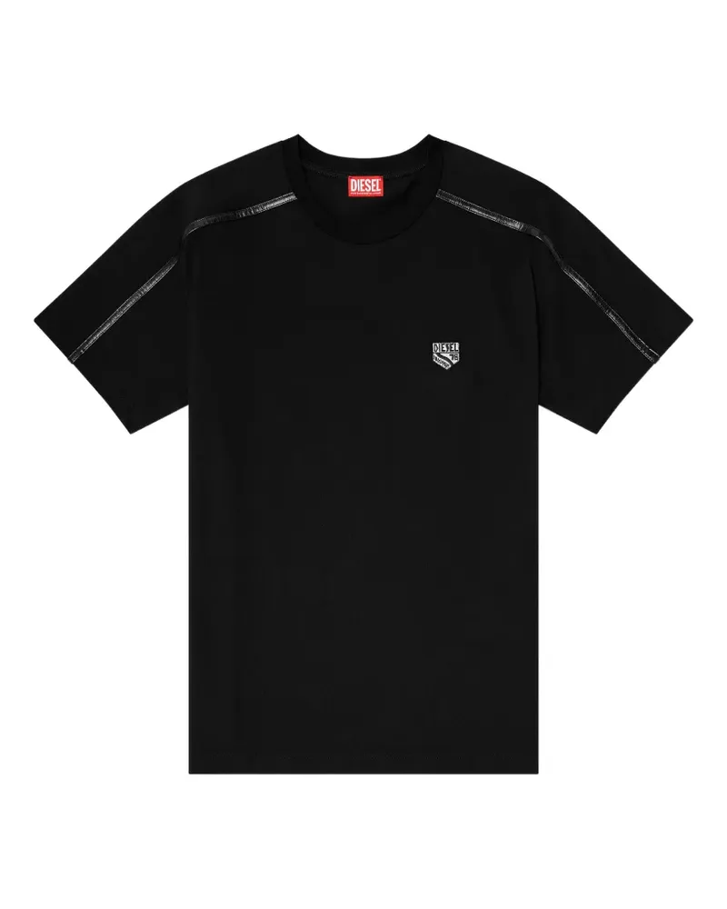 Diesel T-shirt with contrast trims and logo patch - Schwarz Schwarz