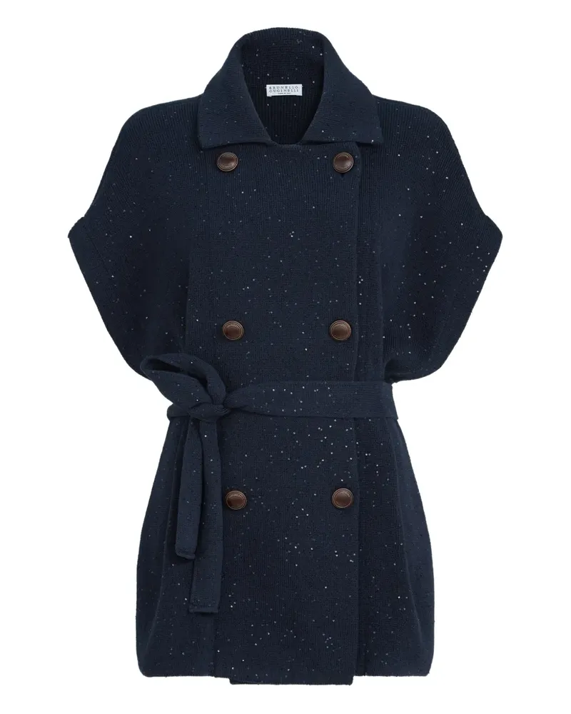 Brunello Cucinelli Doppelreihige Strickweste - Blau Blau