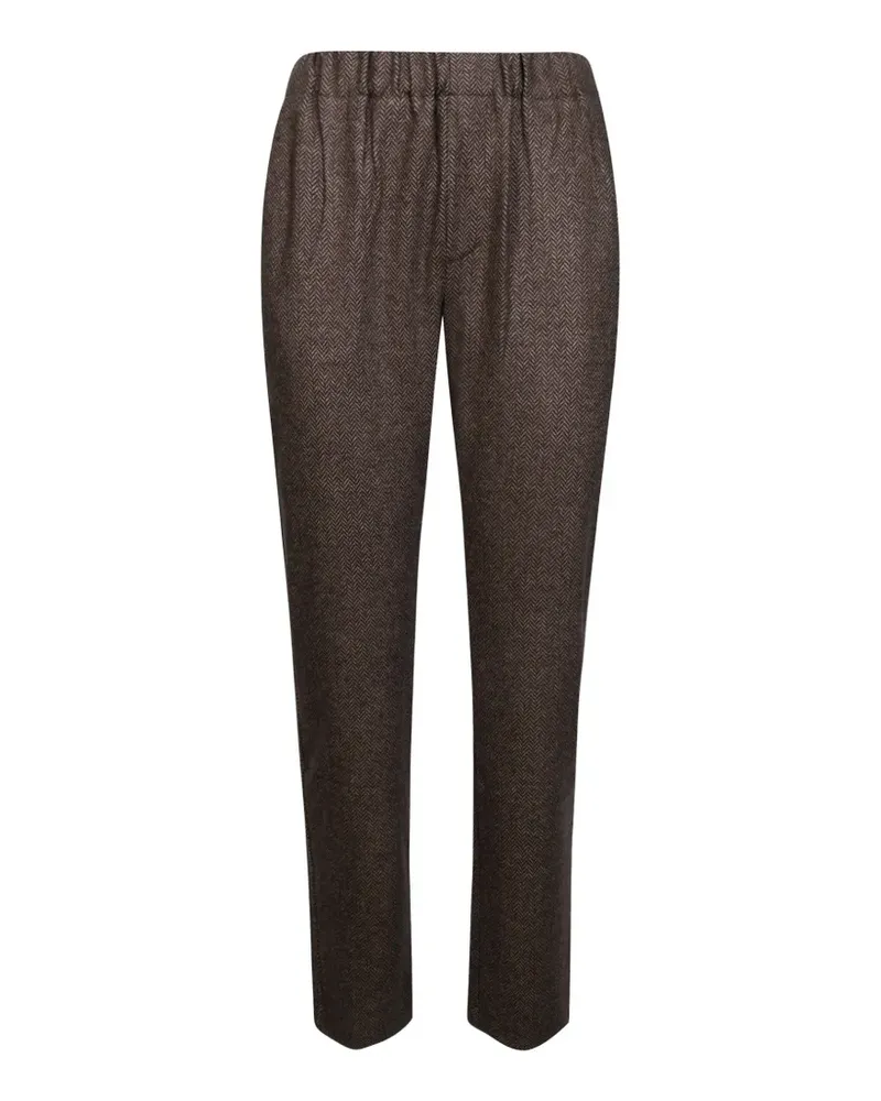 Max Mara herringbone-jacquard slim-fit trousers - Braun Braun