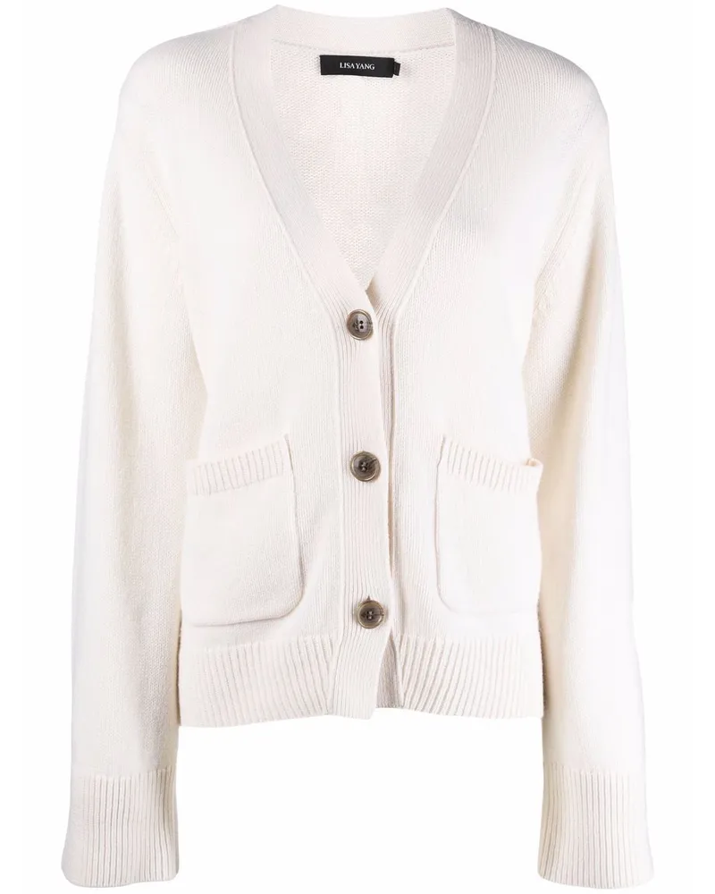 Lisa Yang Danni Cardigan mit V-Ausschnitt - Weiß Weiß