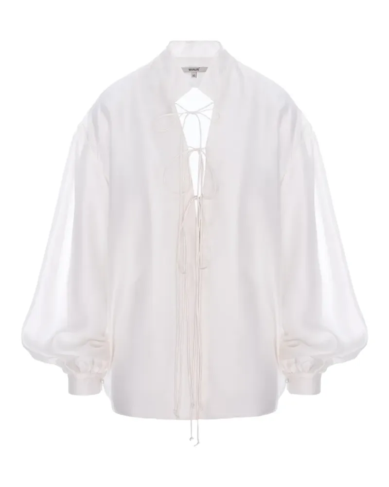 MANURÍ Tommy Seidenbluse - Weiß Weiß
