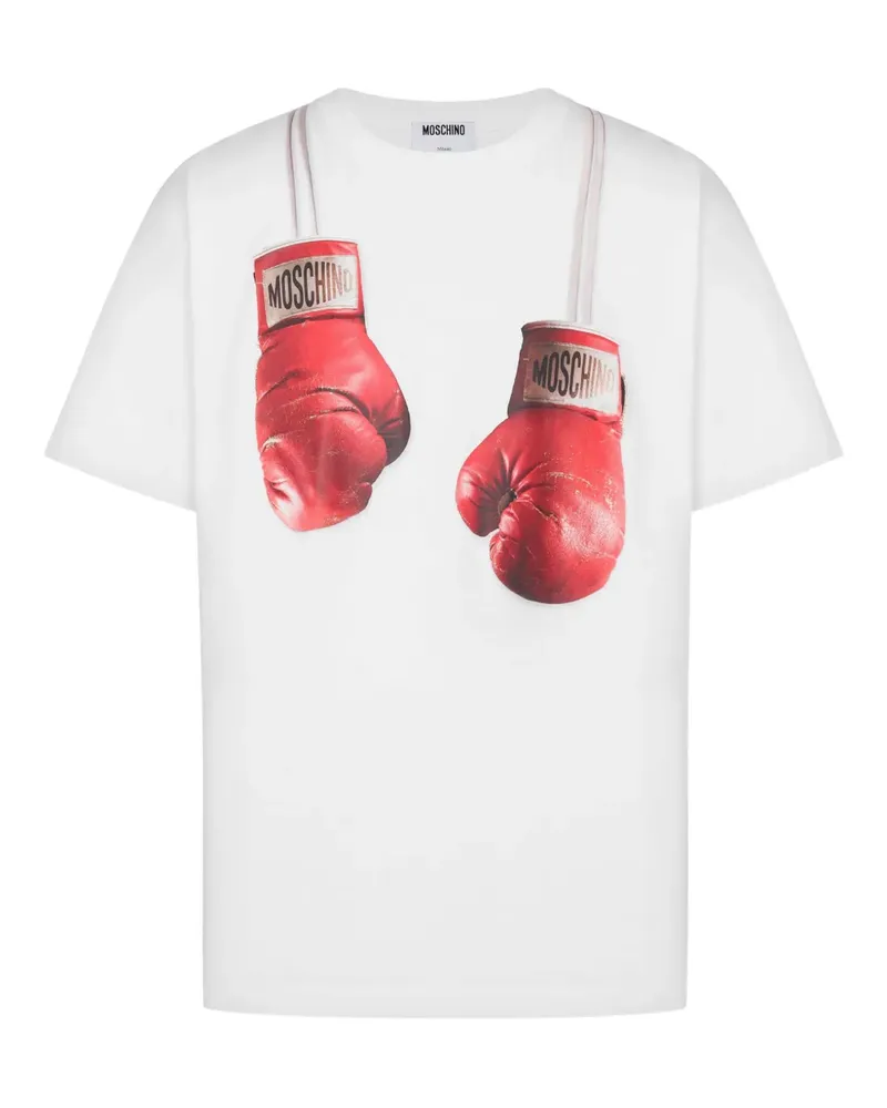 Moschino T-Shirt mit Boxhandschuhe-Print - Weiß Weiß