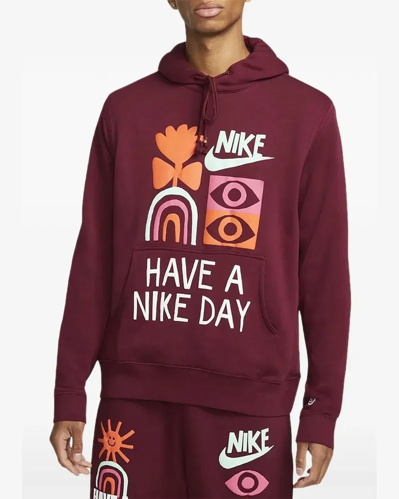 Nike graphic-print drawstring hoodie - Rot Rot