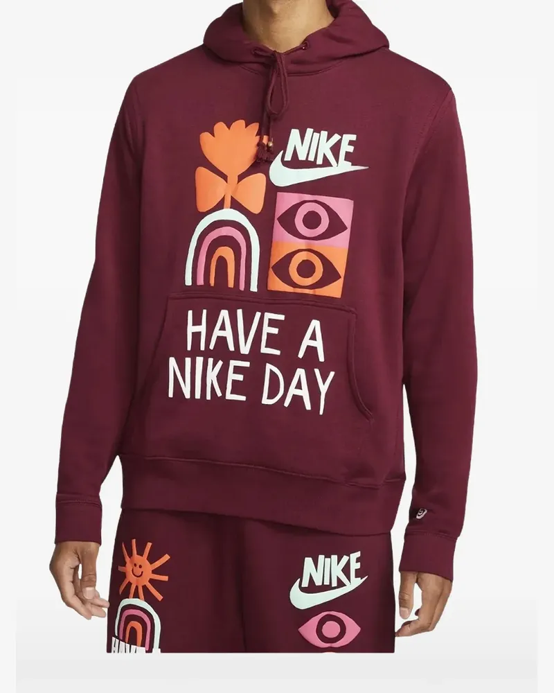 Nike graphic-print drawstring hoodie - Rot Rot