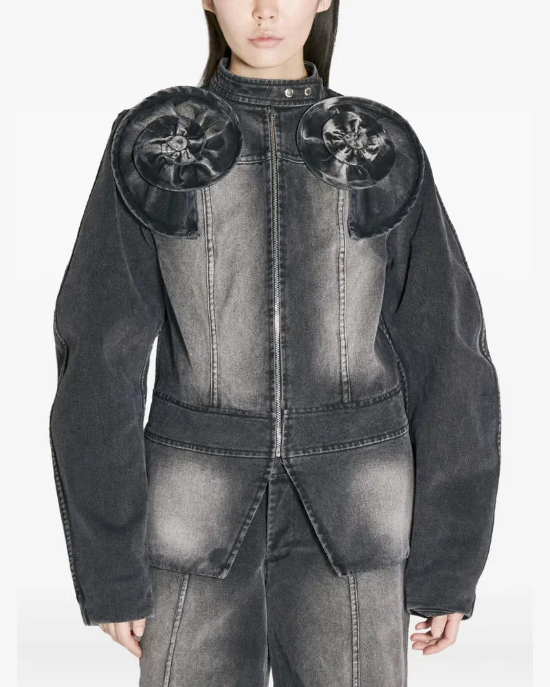 Fidan Novruzova Reißverschlussjacke mit Rosette-Applikation - Grau Grau