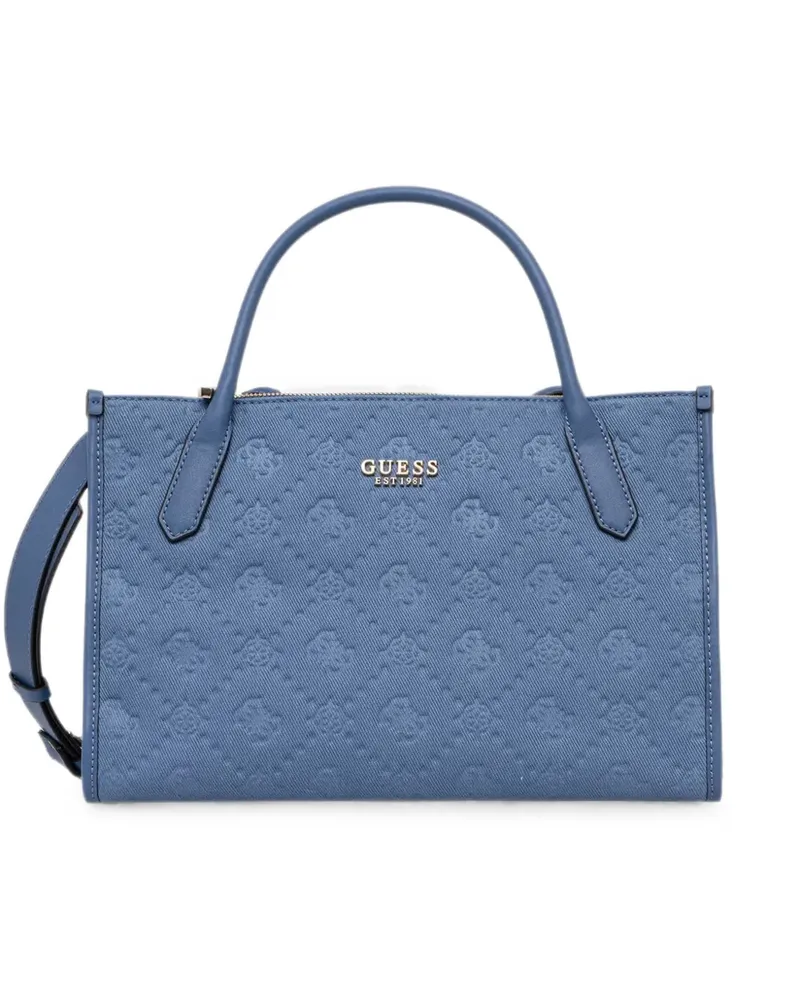 Guess logo-debossed tote bag - Blau Blau