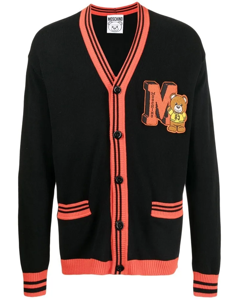 Moschino Cardigan mit Teddy-Patch Schwarz