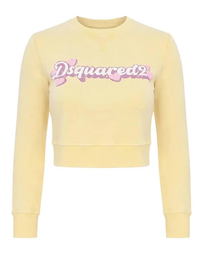 Dsquared2 logo-print cropped sweatshirt - Gelb Gelb
