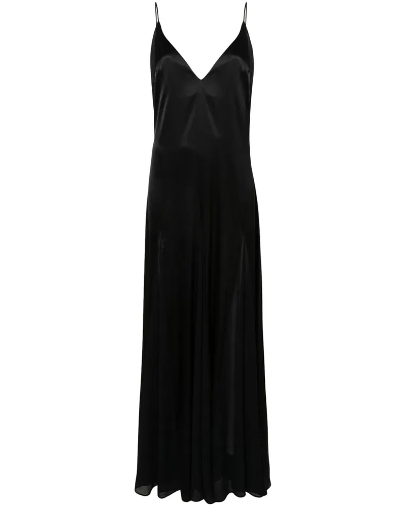 Elisabetta Franchi Satin-Maxikleid mit verstärktem Einsatz - Schwarz Schwarz