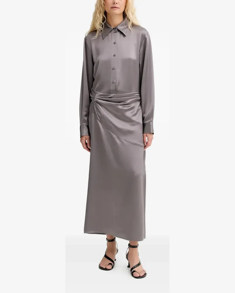 Isabelle Blanche Gerafftes Maxikleid - Grau Grau