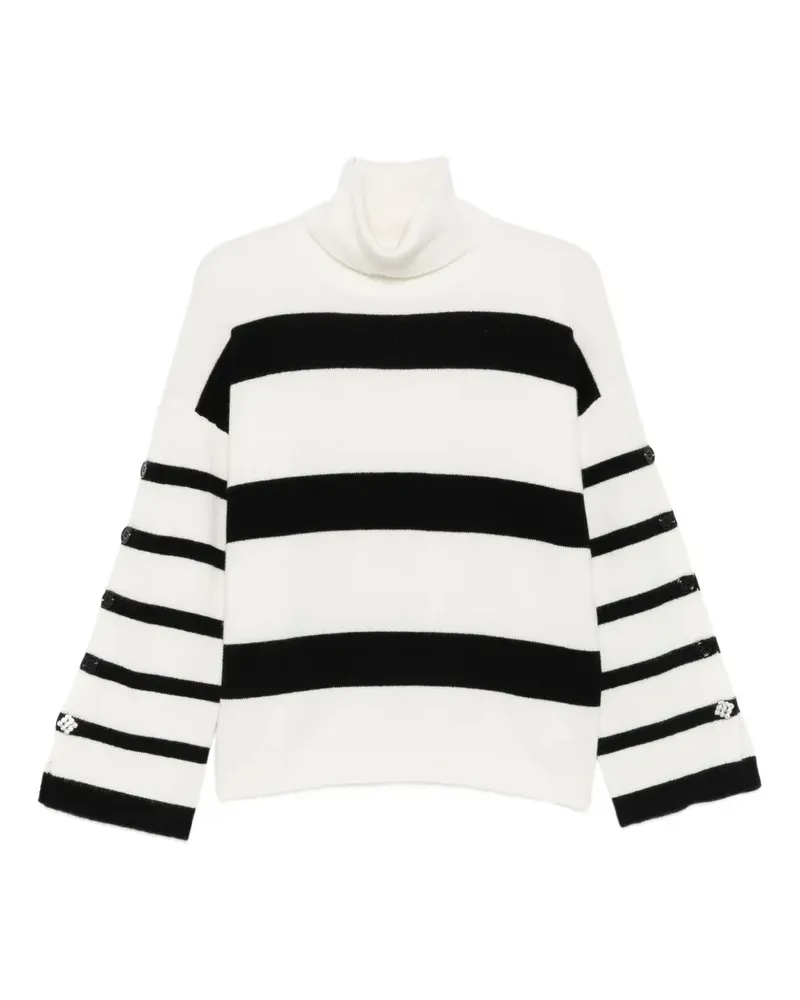 Liu Jo Gestreifter Rollkragenpullover - Weiß Weiß