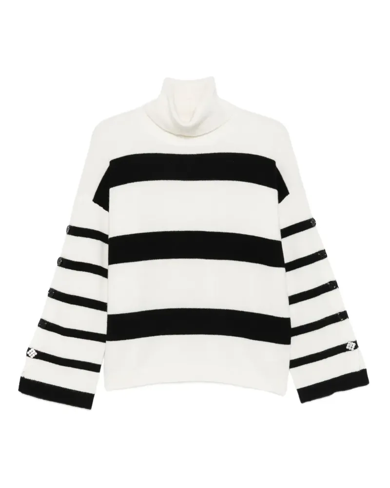 Liu Jo Gestreifter Rollkragenpullover - Weiß Weiß