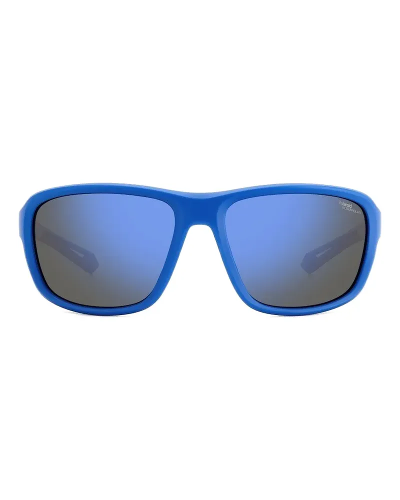 Polaroid matte-finish rectangle-frame sunglasses - Blau Blau
