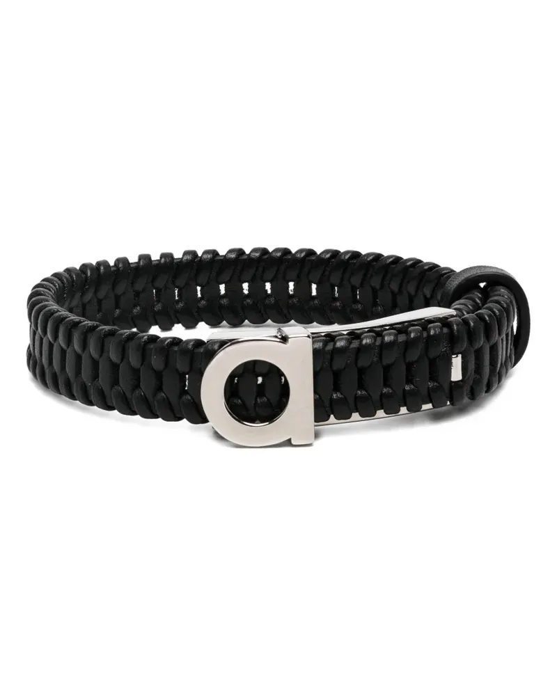 Ferragamo Gancini braided leather bracelet - Schwarz Schwarz