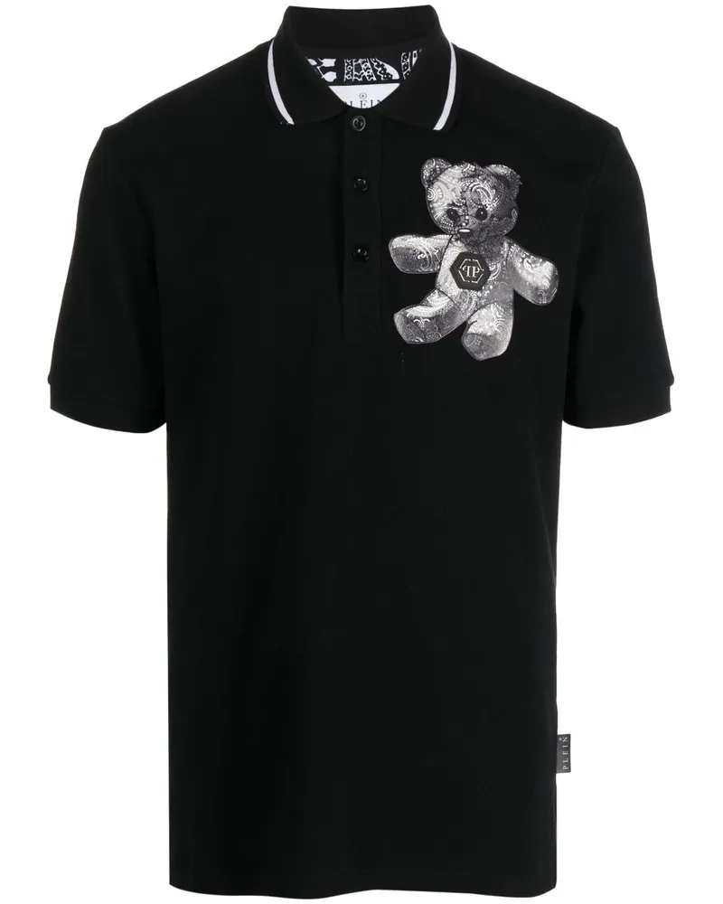 Philipp Plein Poloshirt mit Teddy - Schwarz Schwarz