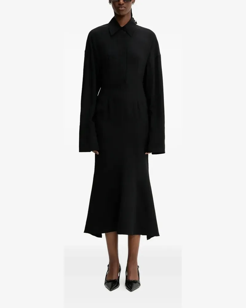 SPORTMAX Ausgestelltes Midikleid mit Kragen - Schwarz Schwarz