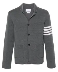 Thom Browne Gestreifter Cardigan mit Reverskragen Grau