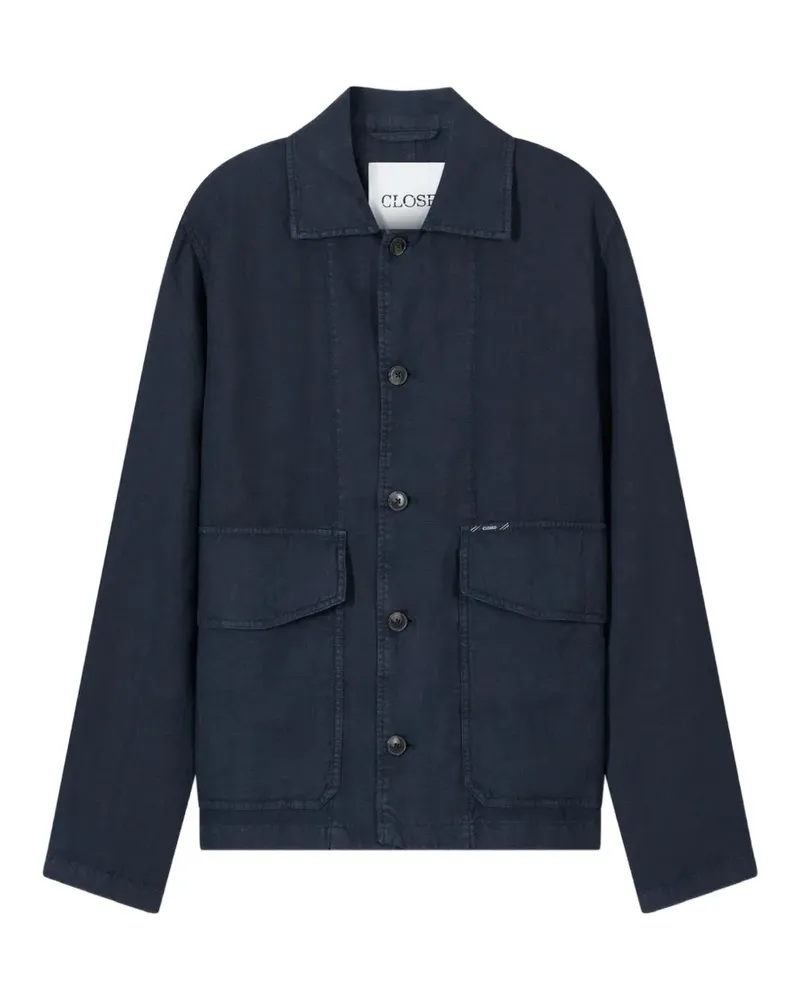 Closed button-up patch-pocket jacket - Schwarz Schwarz