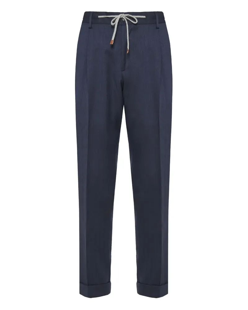 BARBA Bundfaltenhose mit Kordelzug - Blau Blau