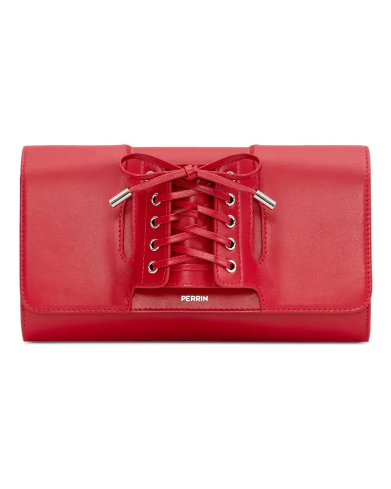PERRIN PARIS La Corsette Clutch aus Leder mit Schnürung - Rot Rot