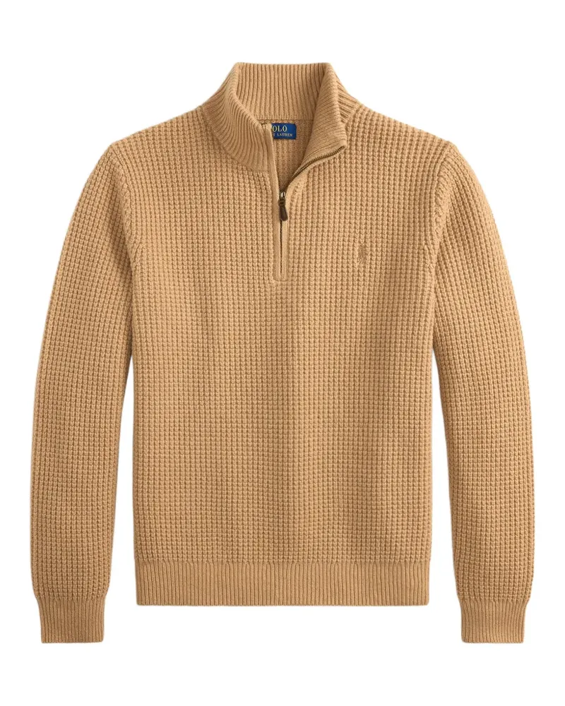 Ralph Lauren Waffelstrick-Pullover mit Viertelreißverschluss - Braun Braun