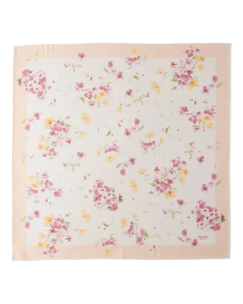 Prada Seidenschal mit Blumen-Print - Nude Nude