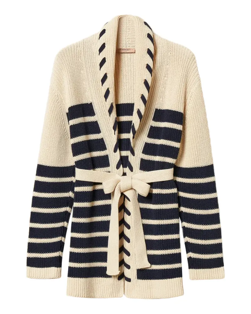 Twin-Set Gestreifter Cardigan - Nude Nude