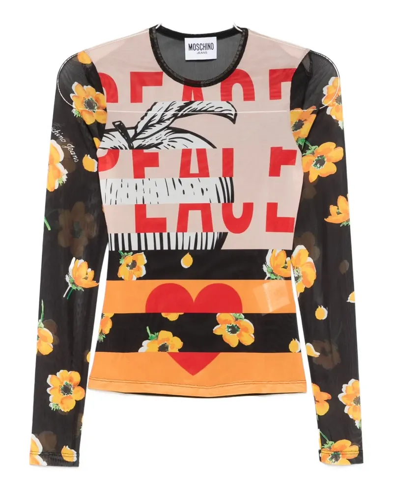 Moschino floral-print long-sleeved top - Schwarz Schwarz
