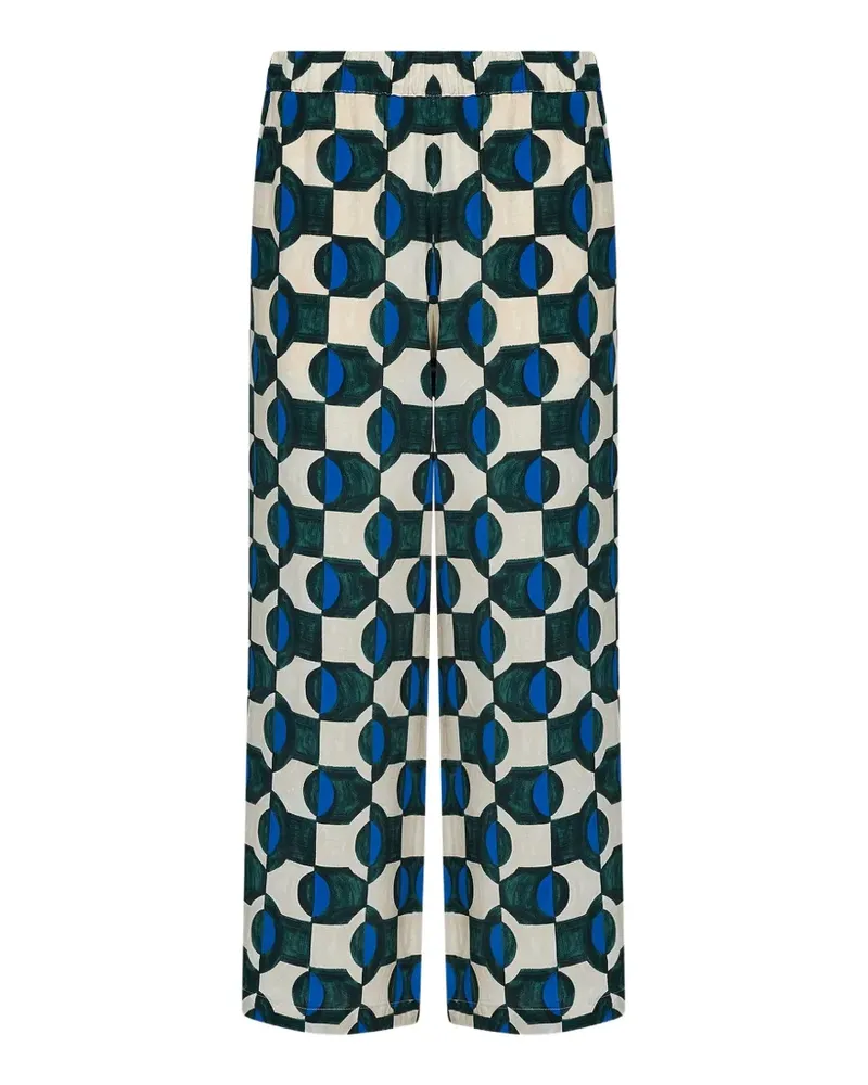 Max Mara Eusebio geometric-print silk palazzo pants - Nude Nude