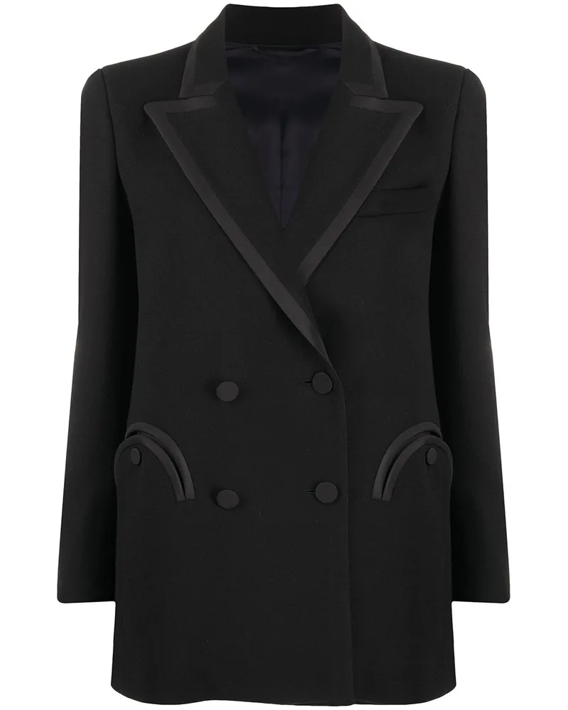 Blazé Milano Doppelreihiger Seidenblazer - Schwarz Schwarz