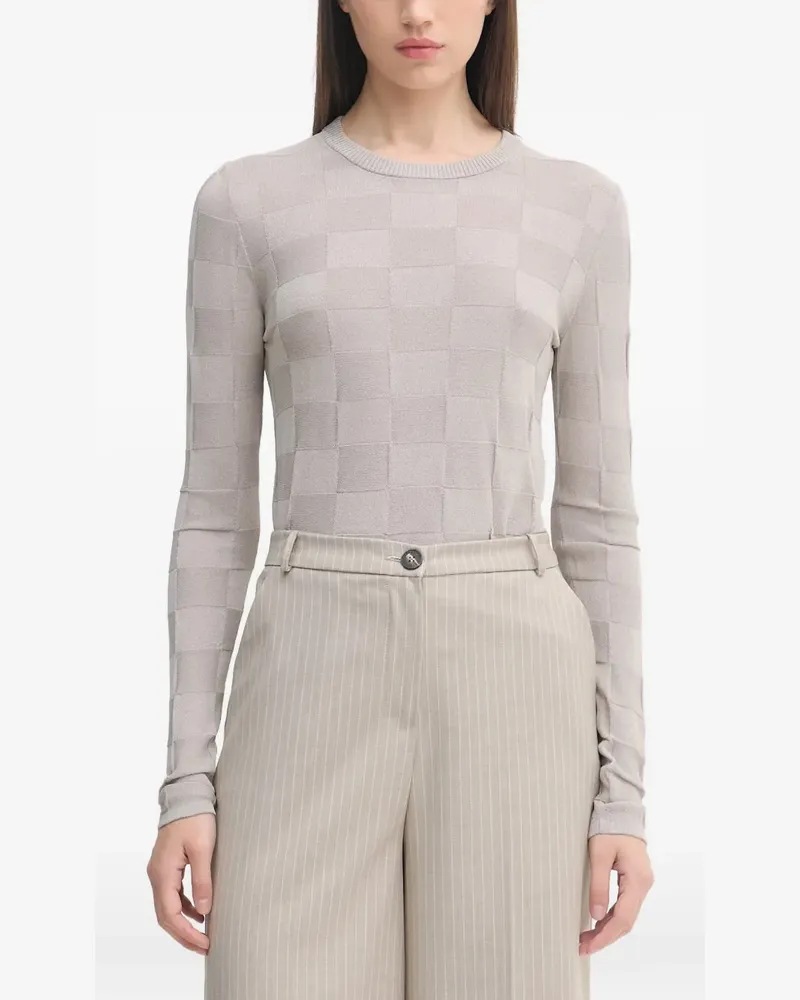 Sisley Karierter Langarmpullover - Nude Nude