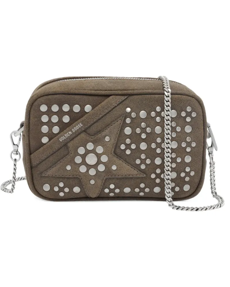 Golden Goose Mini Star Tasche aus militärgrünem Wildleder mit farblich abgestimmtem Stern und Nieten Grün