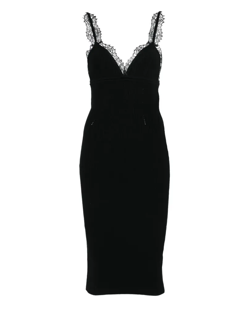 Blumarine Midikleid mit Spitzenbesatz - Schwarz Schwarz