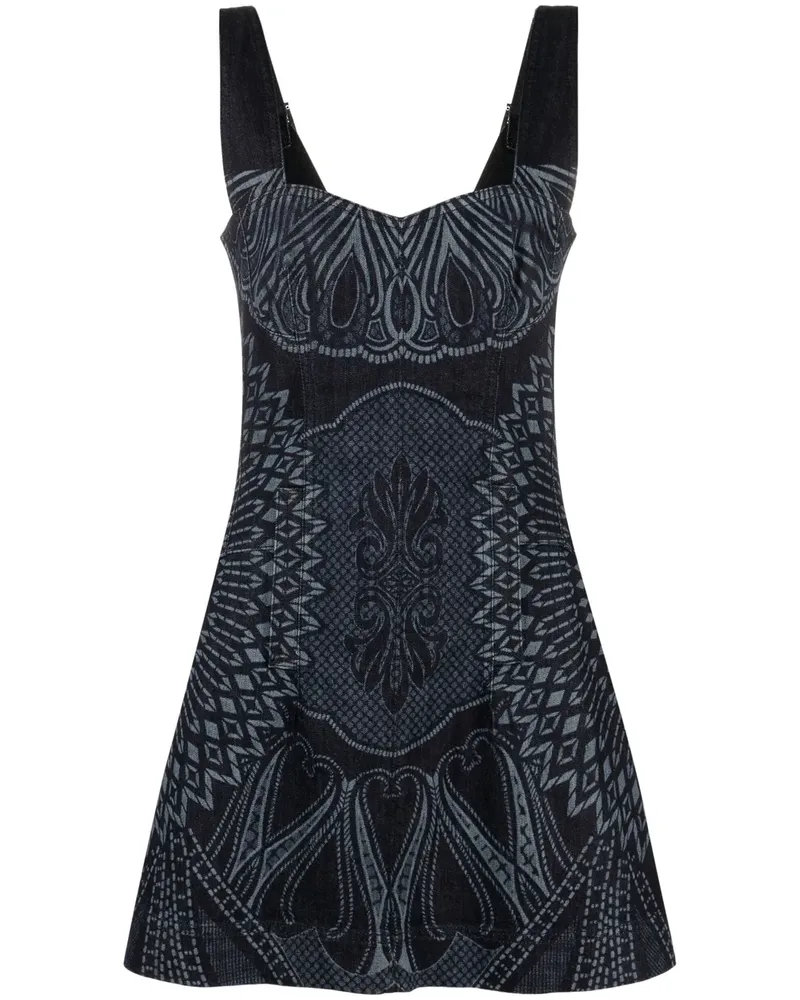 Alberta Ferretti Ausgestelltes Jeans-Minikleid - Blau Blau