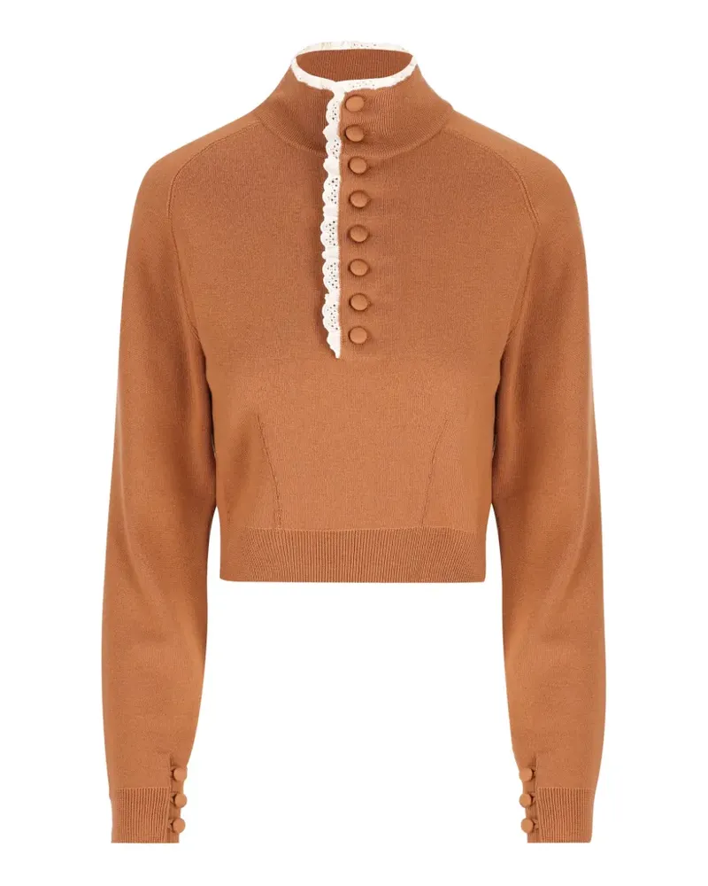 Chloé button-up lace-trim sweater - Orange Orange