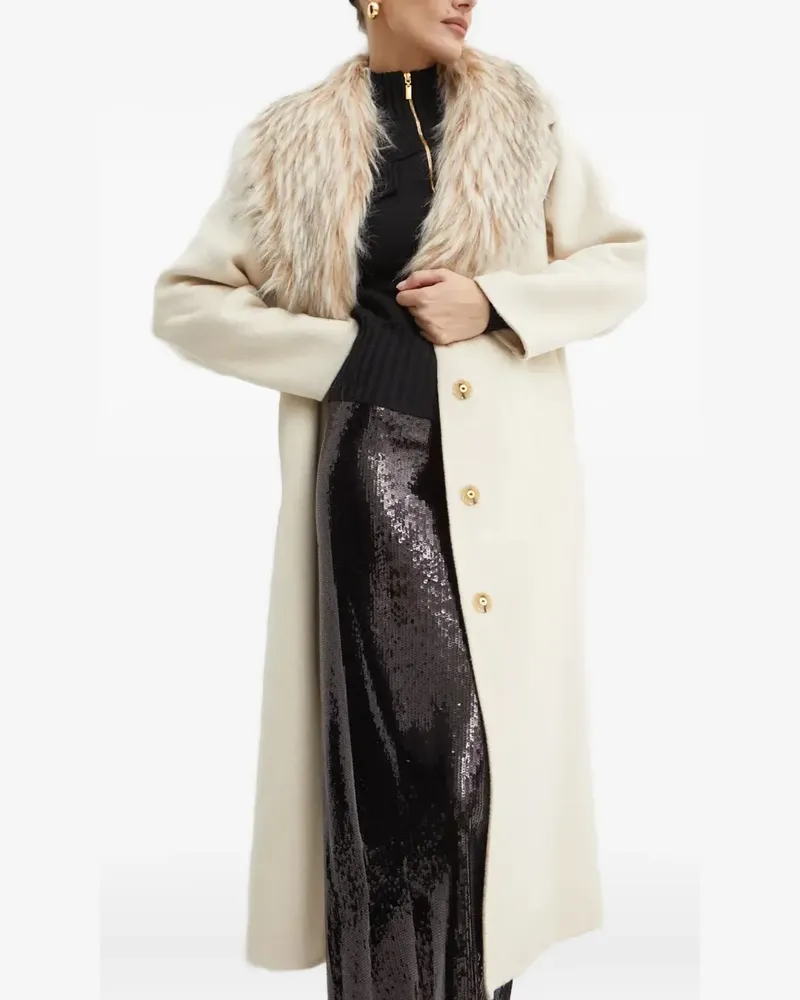 Luisa Spagnoli Mantel mit Faux-Fur-Kragen - Nude Nude