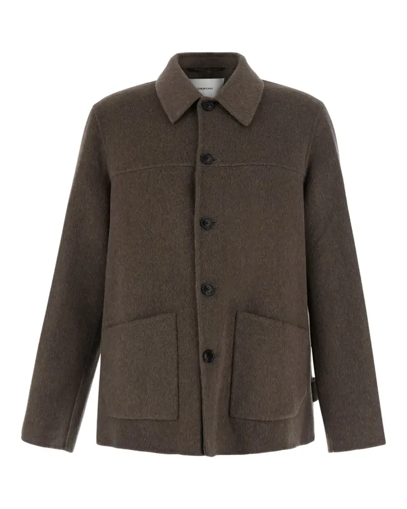 Mauro Grifoni button-fastening brushed coat - Braun Braun