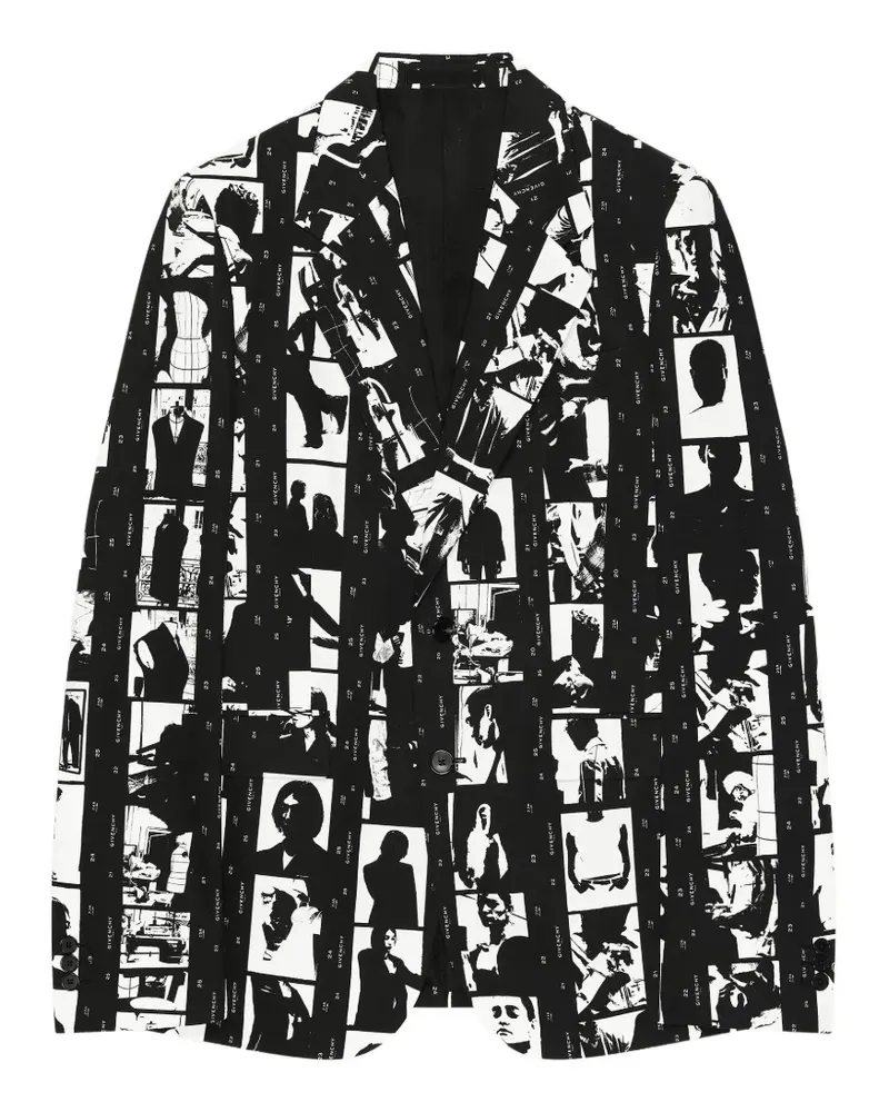 Givenchy Schmale Jacke aus Baumwolle mit fotografischem Negativ - Schwarz Schwarz