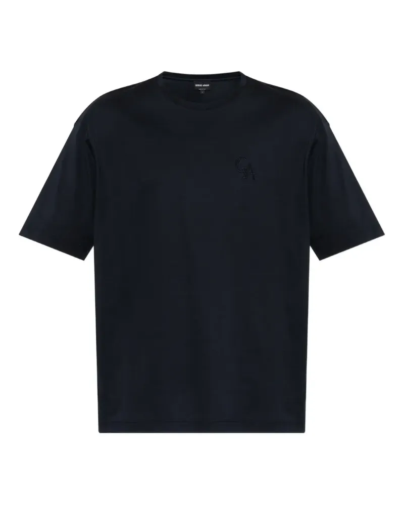 Giorgio Armani T-Shirt mit Logo-Stickerei - Blau Blau