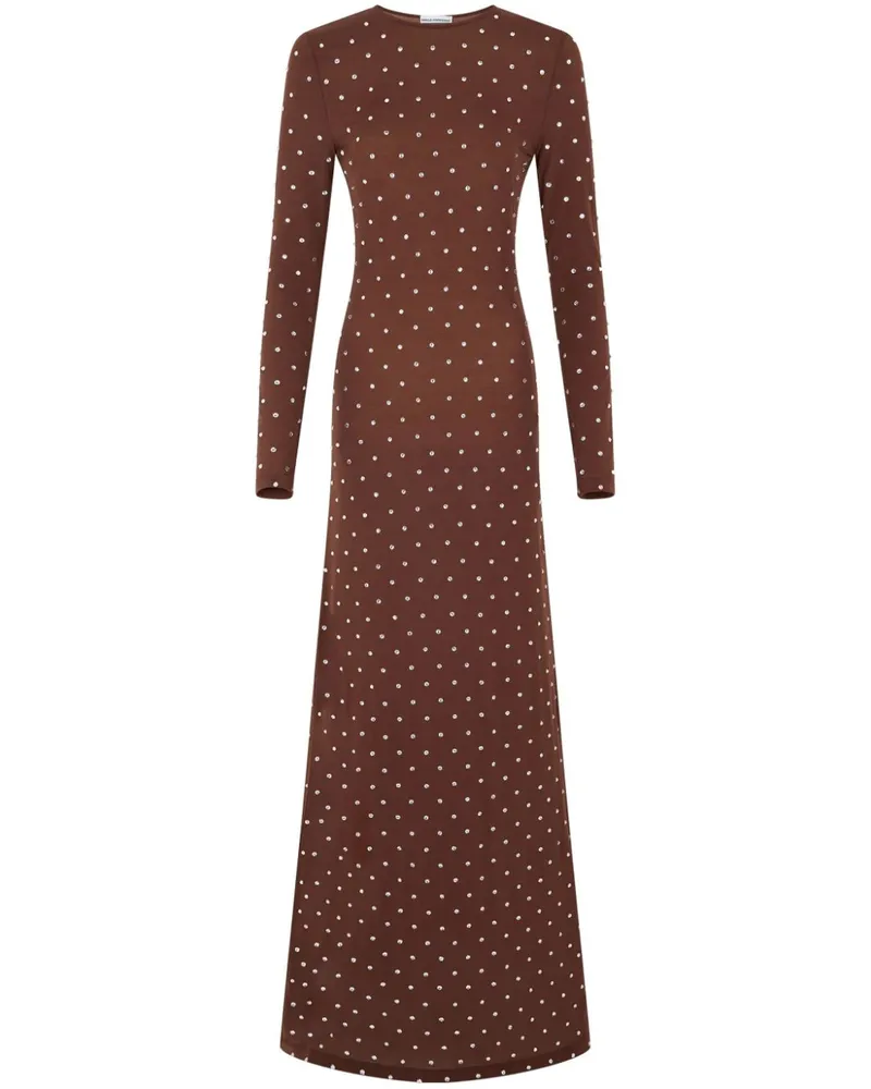 Paco Rabanne Maxikleid mit Kristallverzierung - Braun Braun