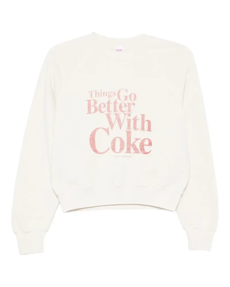 RE/DONE graphic-print raglan-sleeve sweatshirt - Nude Nude