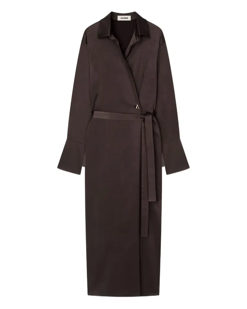 AERON Fara Hemdkleid in Wickeloptik - Braun Braun