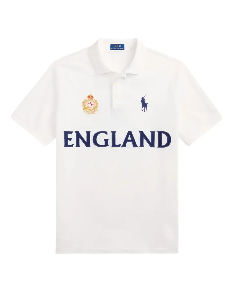 Ralph Lauren Poloshirt mit Polo Pony England-Wappenstickerei - Weiß Weiß
