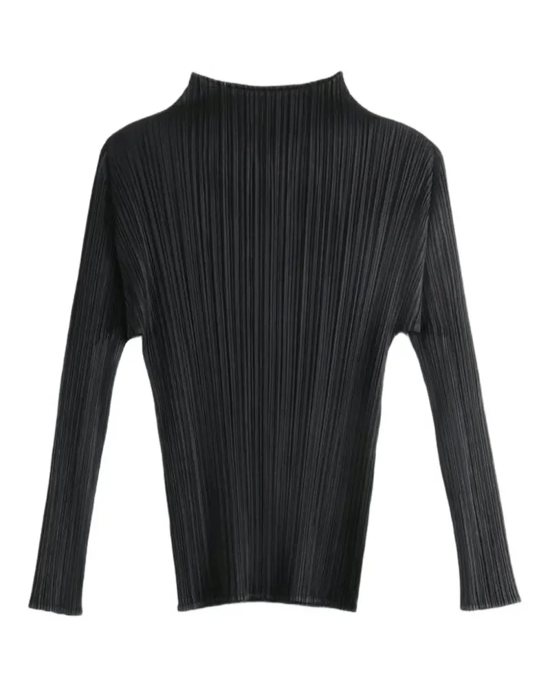Issey Miyake pleated long-sleeve top - Schwarz Schwarz