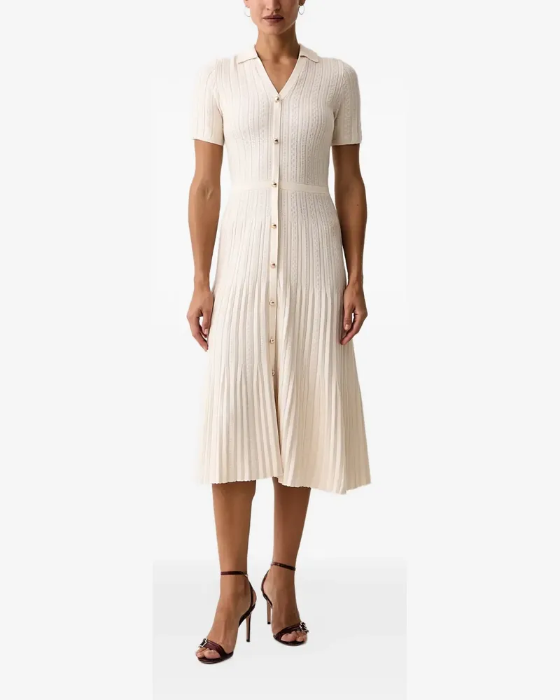 Morgan pointelle-knit button-down midi dress - Nude Nude