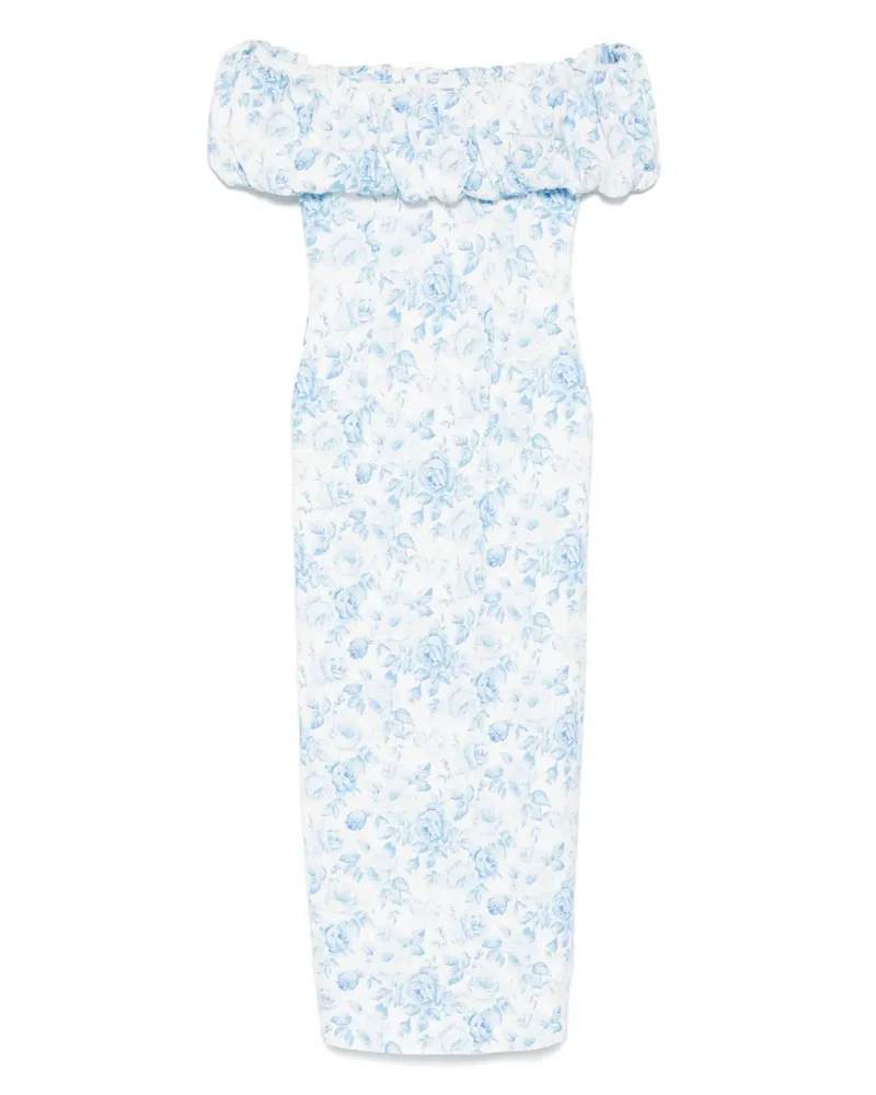 Rowen Rose Maxikleid mit Rosen-Print - Blau Blau
