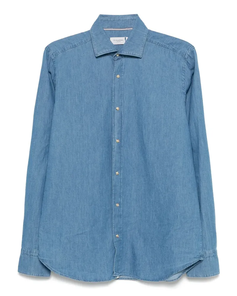 Tintoria Mattei Jeanshemd mit Knopfleiste - Blau Blau