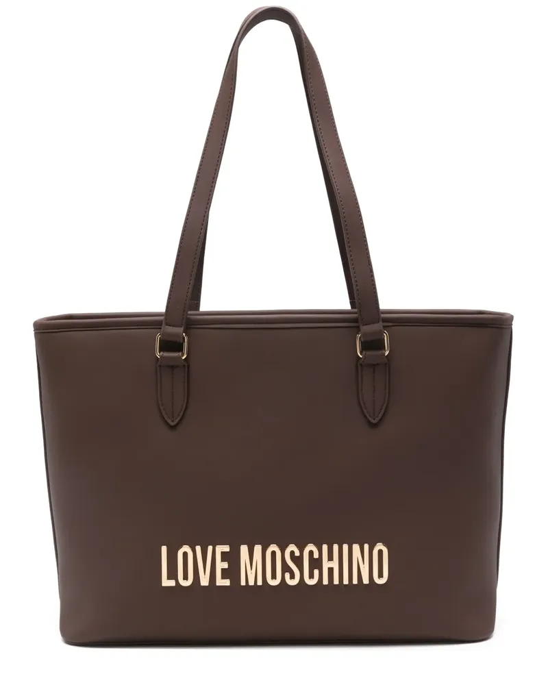 Moschino Shopper mit Logo-Schild - Braun Braun